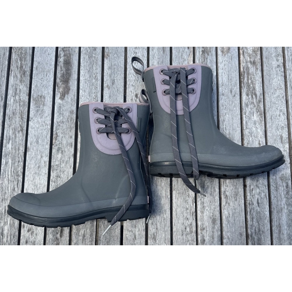Muck Boots Women's Sz 5 Gray Purple Waterproof Side Tie Work Chore Garden 8.5"